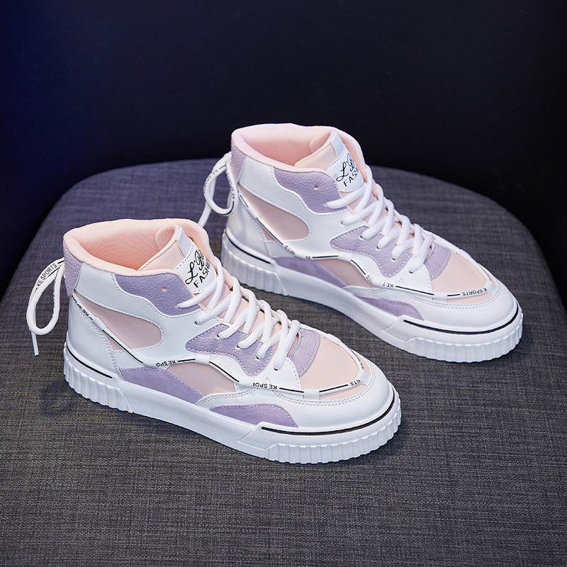 High Top Flat Running White Shoes