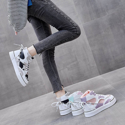 High Top Flat Running White Shoes